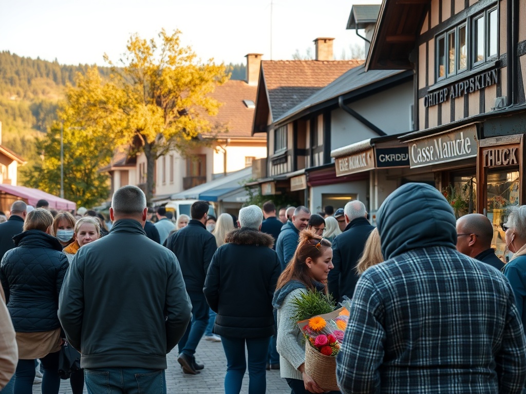Mieszkańcy Suchej Beskidzkiej biorący udział w akcji sprzątania terenu zielonego z okazji Dnia Ziemi.